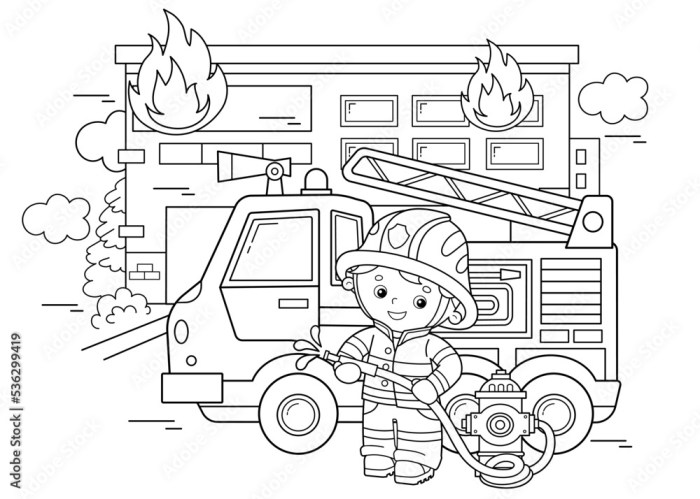 Firefighter coloring pages for kids