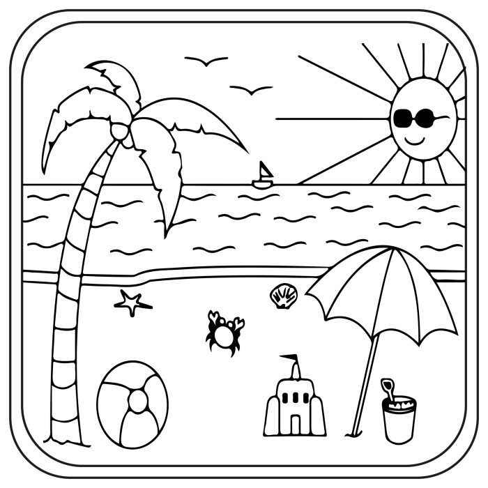 Beach coloring pages for kids