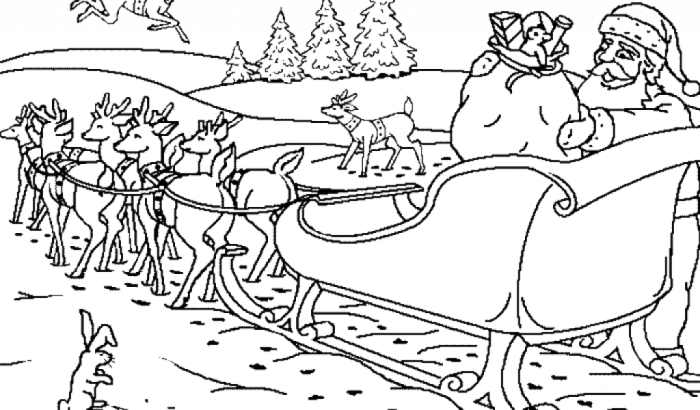 Santa claus reindeer coloring pages