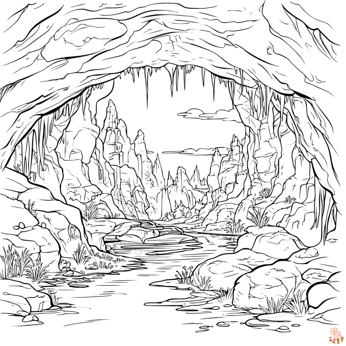 Soldier hiding inside cave coloring page