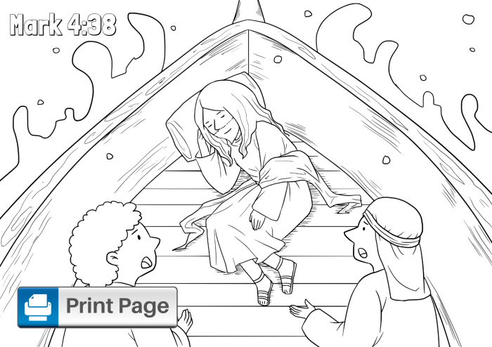 Jesus calms the storm coloring page