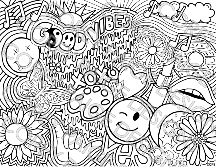 Hippie coloring pages