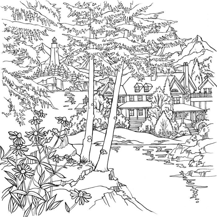 Scenic coloring pages