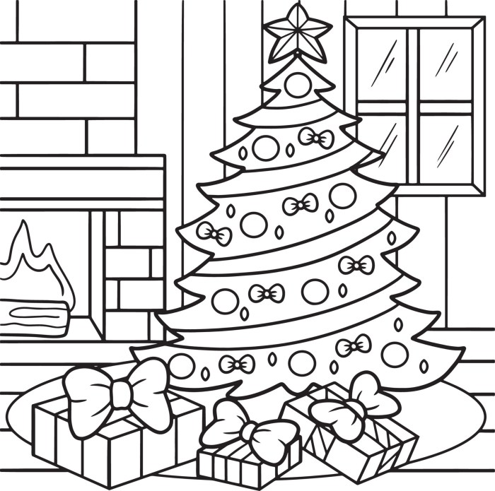 Christmas tree coloring pages for kids