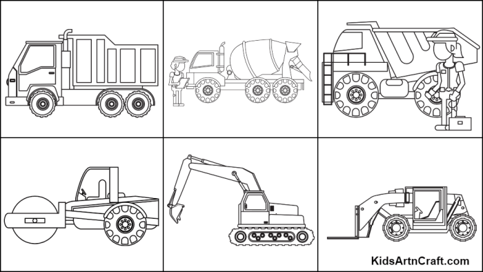 Construction coloring pages for kids