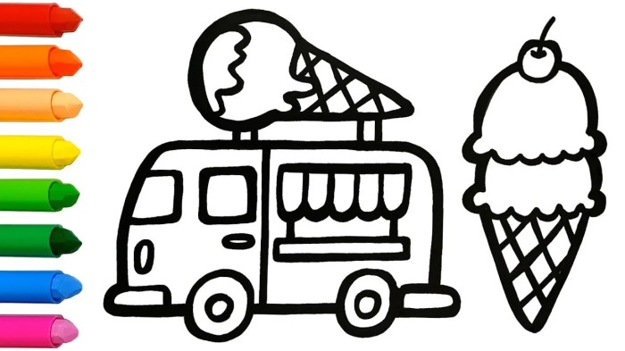 Ice cream coloring pages van colouring truck printable kids bestcoloringpagesforkids food book illustration vans seller article