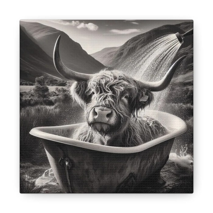 Highland cow bathroom decor