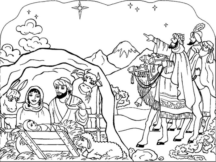 Nativity scene coloring page