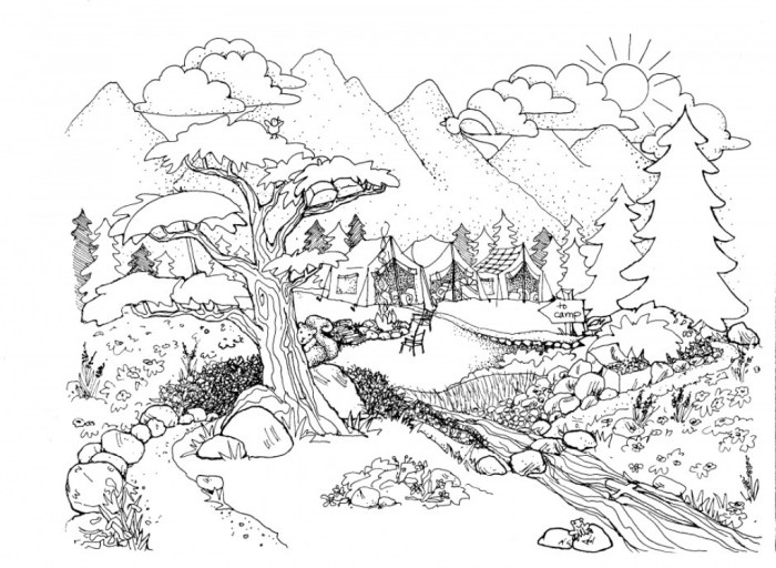 Scenic coloring pages