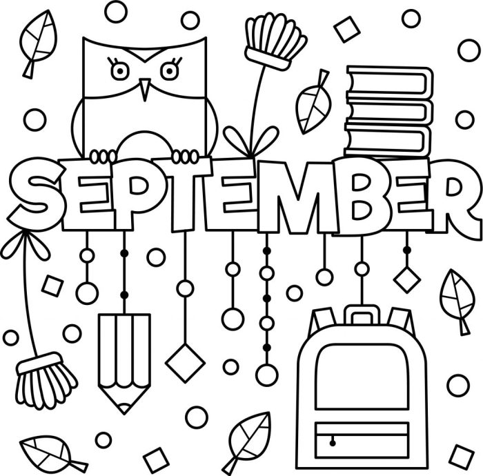 September coloring pages for kids