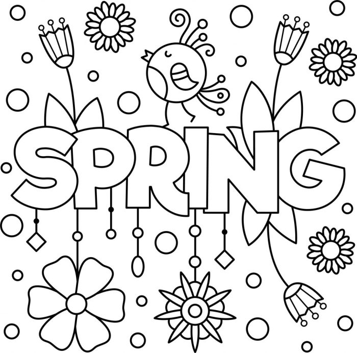 Easy spring coloring pages