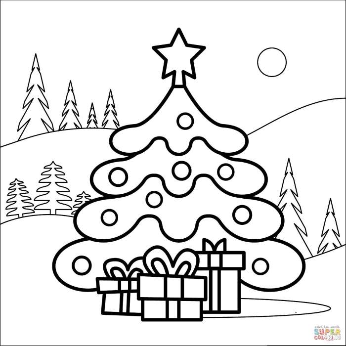 Christmas tree coloring pages for kids