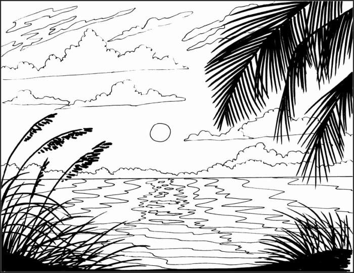 Coloring pages of a sunset