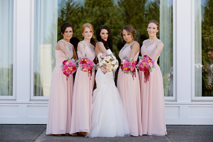 Pink wedding dresses for bridesmaids