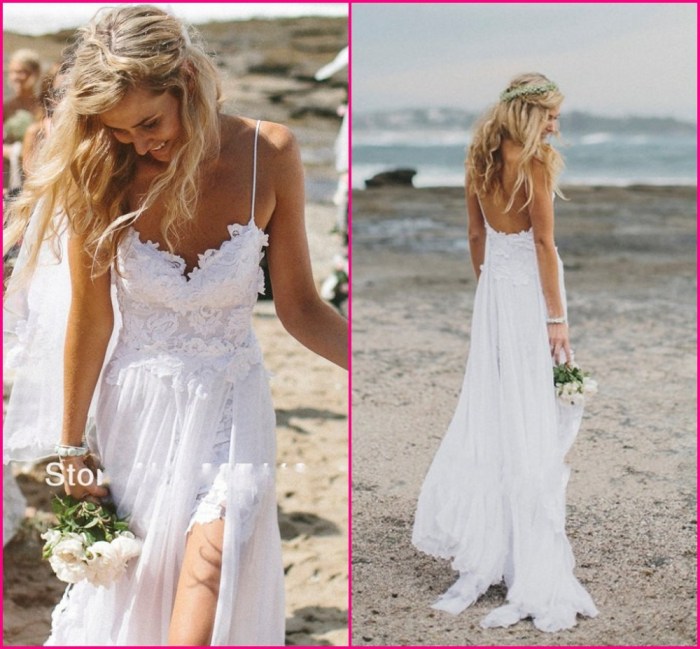 Simple white beach wedding dress