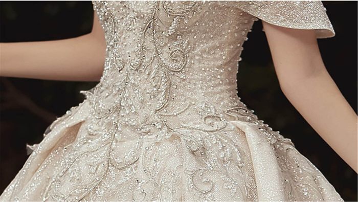 Ruffle sleeve wedding dress