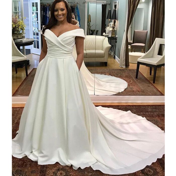 Satin plus size wedding dress