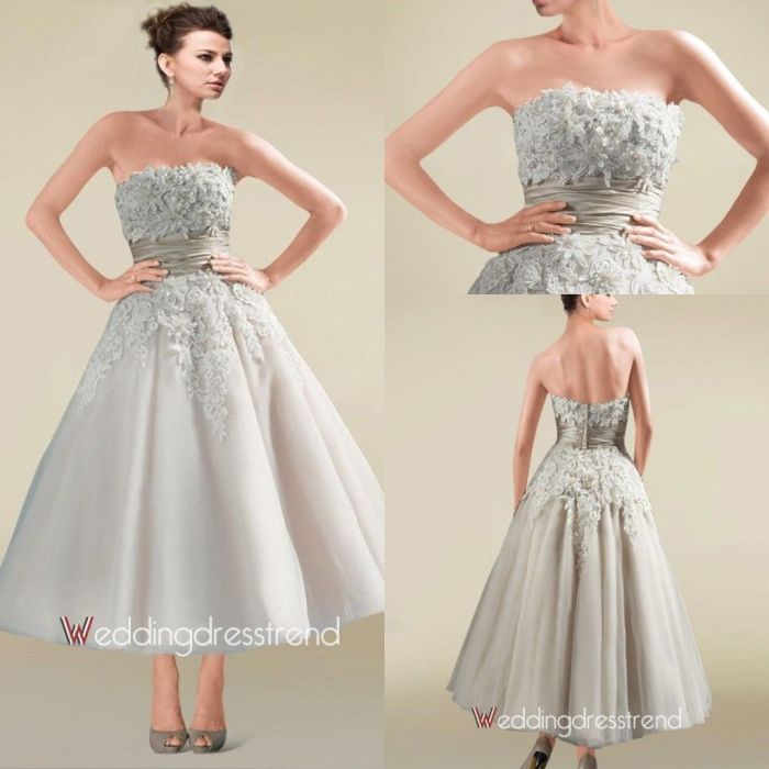 Silver wedding dress short