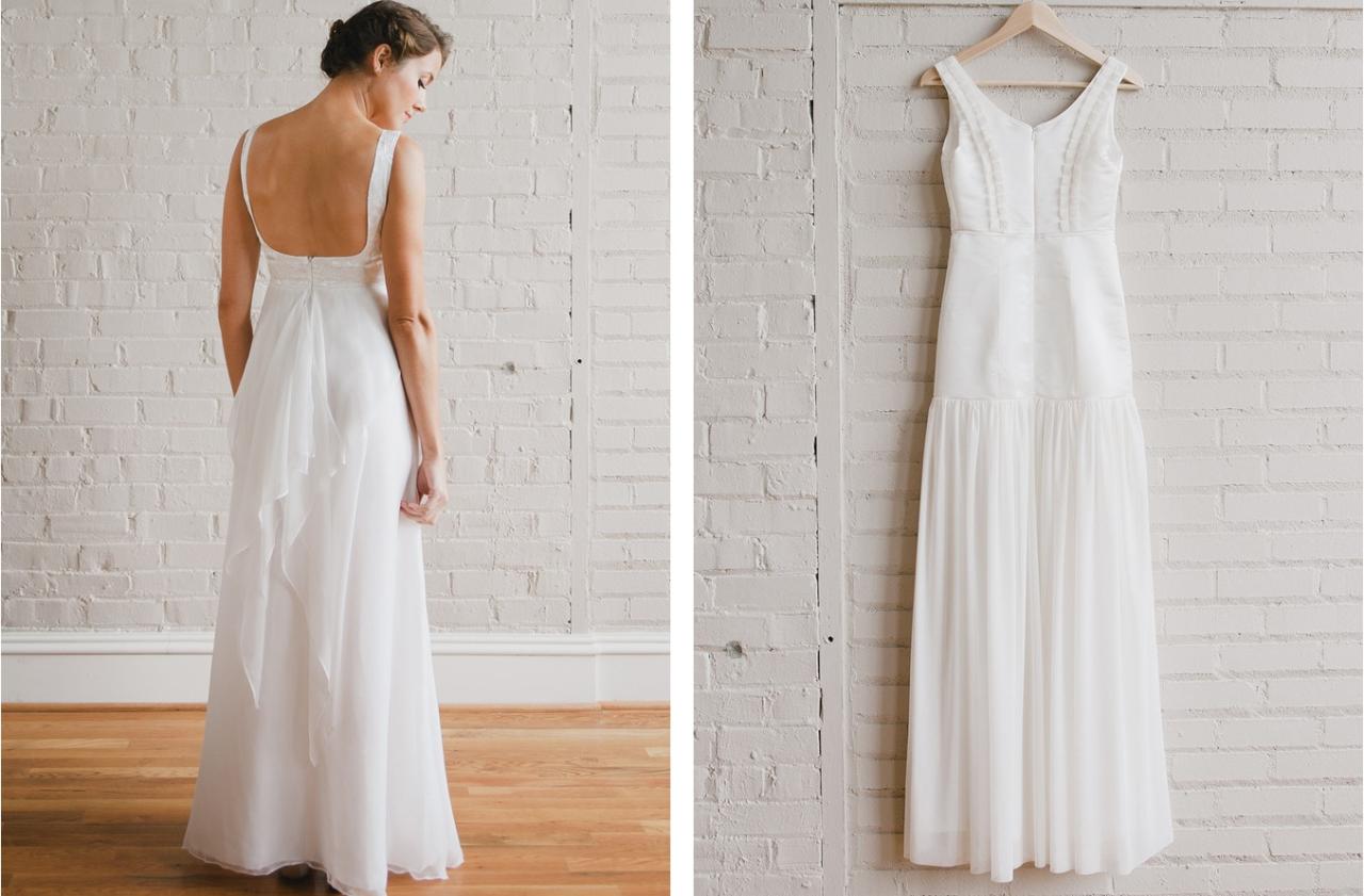 Plain a line wedding dress