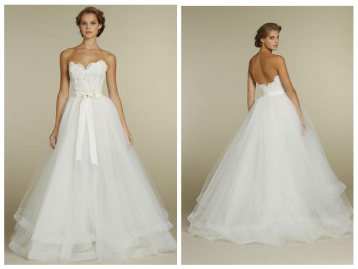 Ruffled tulle wedding dress